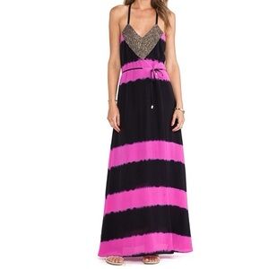 Karina Grimaldi Black and Pink Halter Maxi Sundress